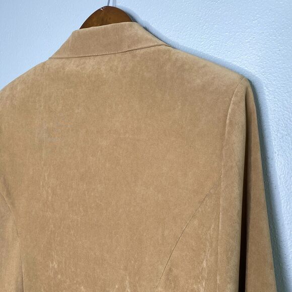 Lisa Jo Women's 14 Tan Black Floral Embroidered Faux Suede Lightweight Blazer - Picture 5 of 14